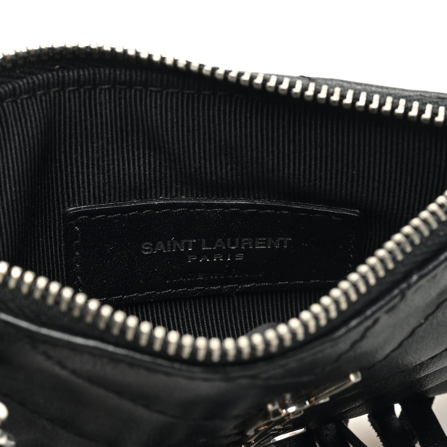 Saint Laurent Calfskin Monogram Small Fringe Key Pouch Black 6 of 7