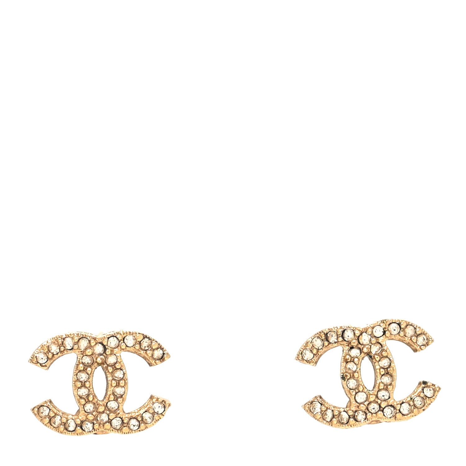 Chanel Crystal CC Earrings Gold 1 of 4