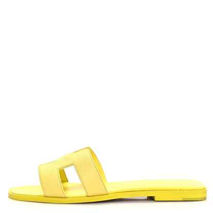 Hermes Epsom Oran Sandals 38 Jaune Pollen 1 of 9