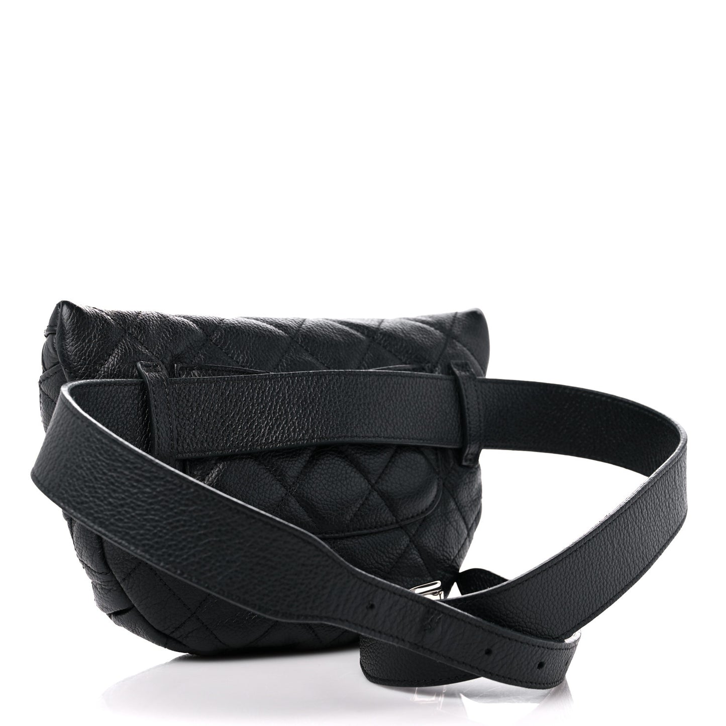 Grained Calfskin Quilted Waist Belt Bag Black
