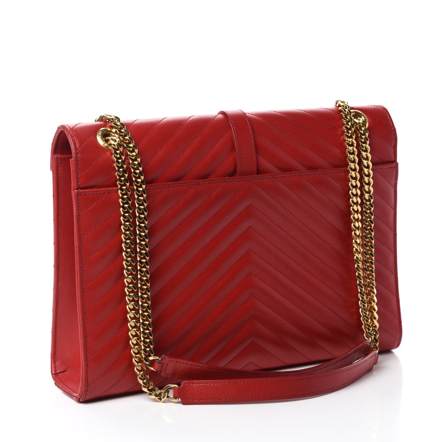 Grain De Poudre Matelasse Chevron Large Monogram Satchel Lipstick Red
