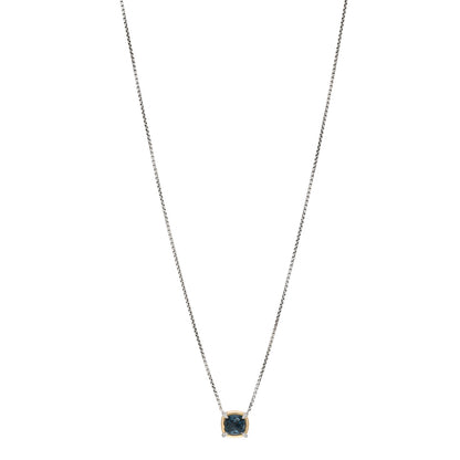 David Yurman Sterling Silver 18K Yellow Gold Diamond Blue Topaz 7mm Petite Chatelaine Pendant Necklace 1 of 4