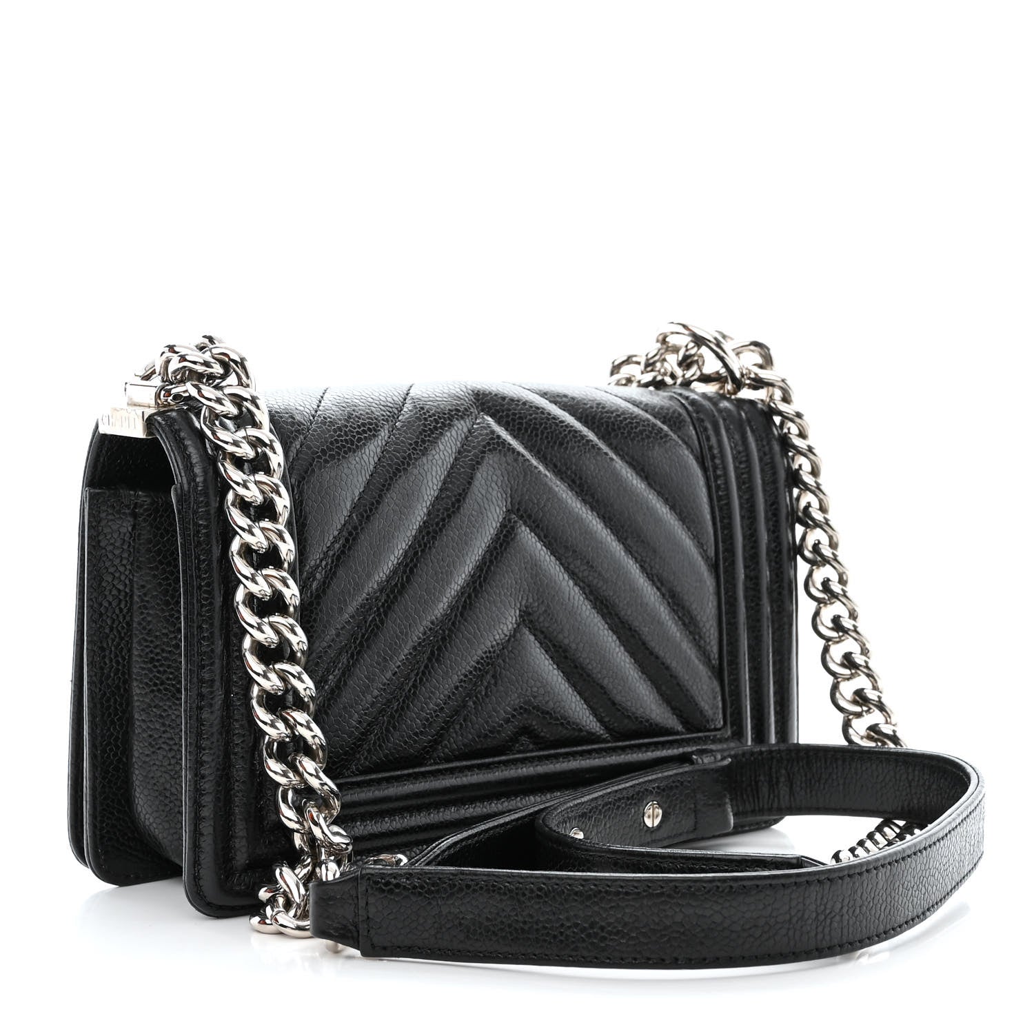 Chanel Caviar Chevron Quilted Small Boy Flap Black 3 of 11