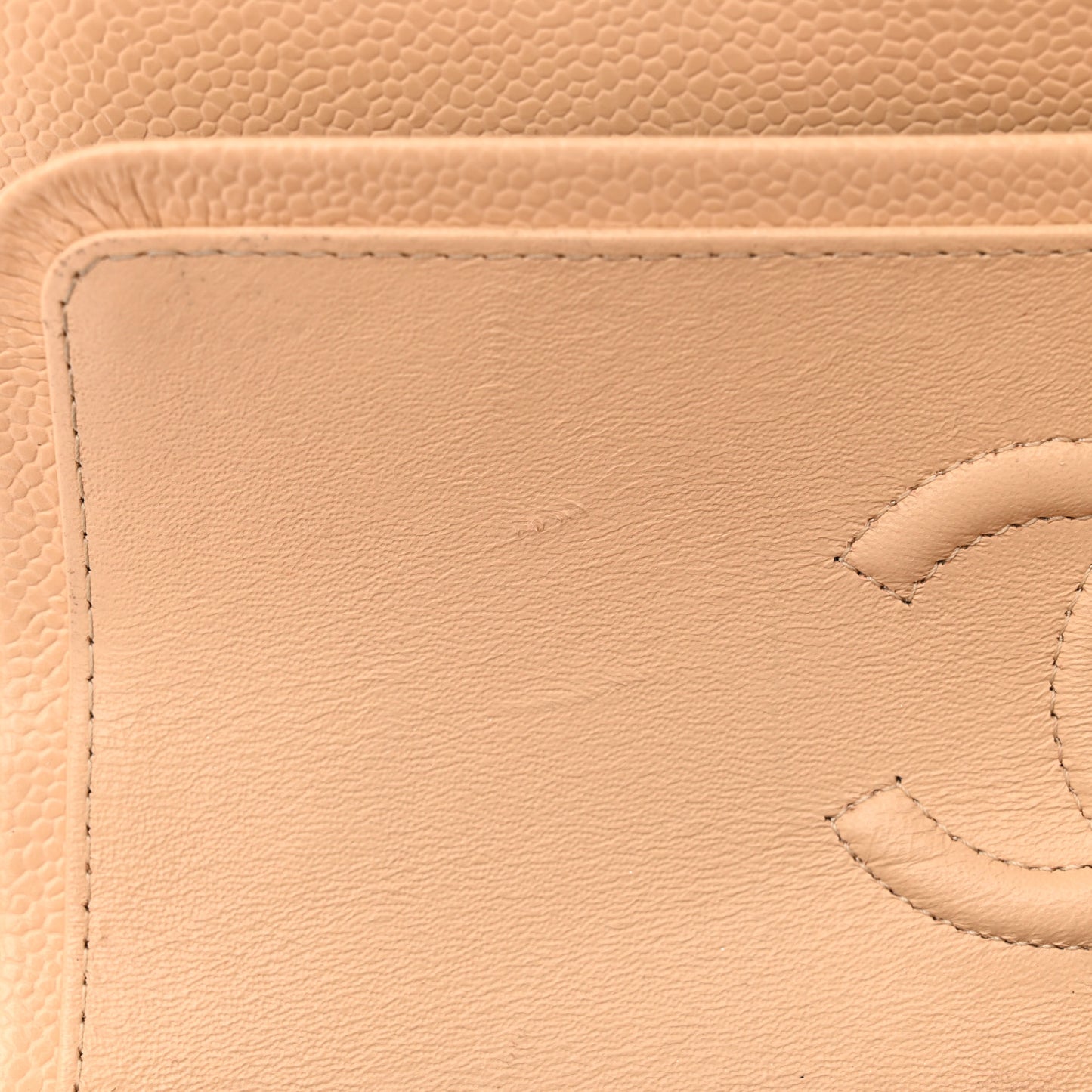 Caviar Quilted Small Double Flap Beige