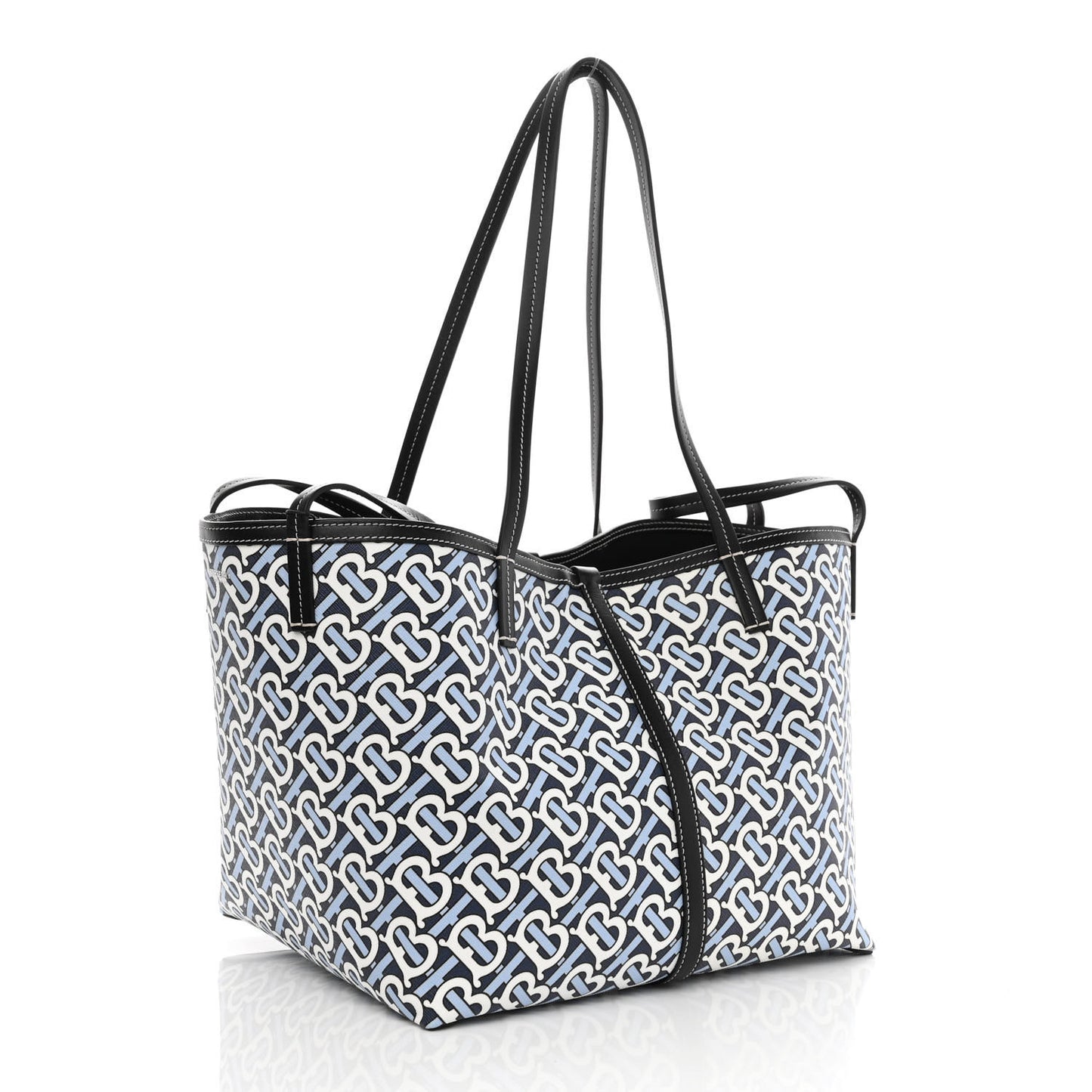 Cotton Canvas Monogram TB Print Tote Cobalt Black