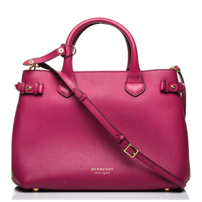 Burberry Grainy Calfskin House Check Medium Banner Tote Brilliant Fuchsia 1 of 8