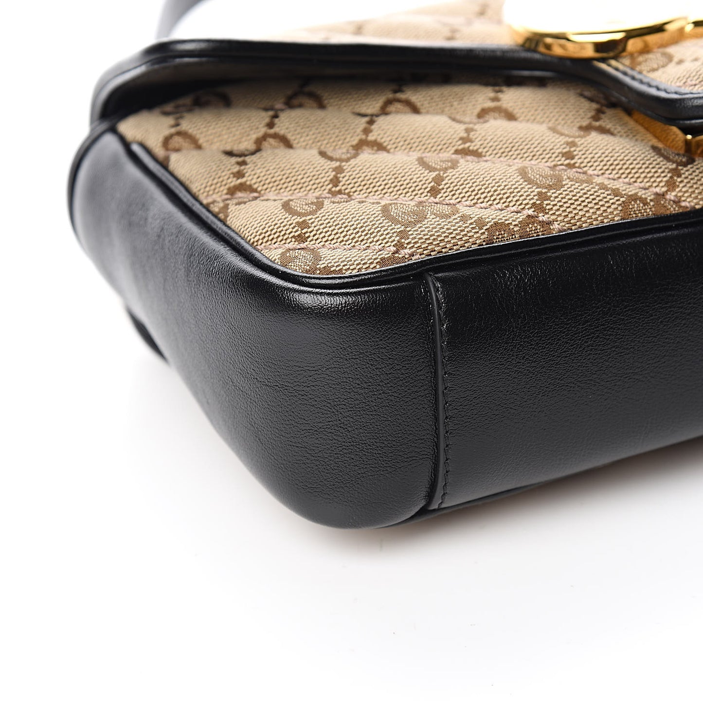 Monogram Matelasse Diagonal Mini GG Marmont Shoulder Bag Beige Black
