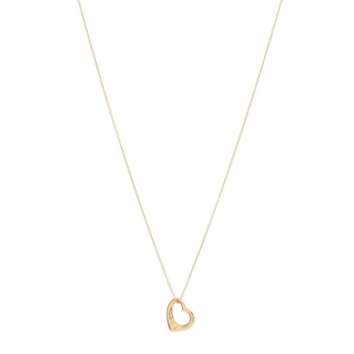 18K Yellow Gold 16mm Elsa Peretti Open Heart Pendant Necklace