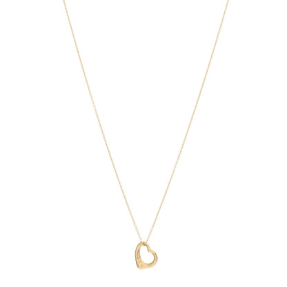Tiffany 18K Yellow Gold 16mm Elsa Peretti Open Heart Pendant Necklace 1 of 3