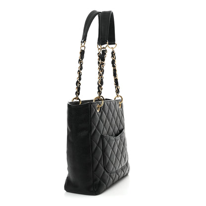 Chanel Caviar Quilted Petit Shopping Tote PST Black 3 of 13