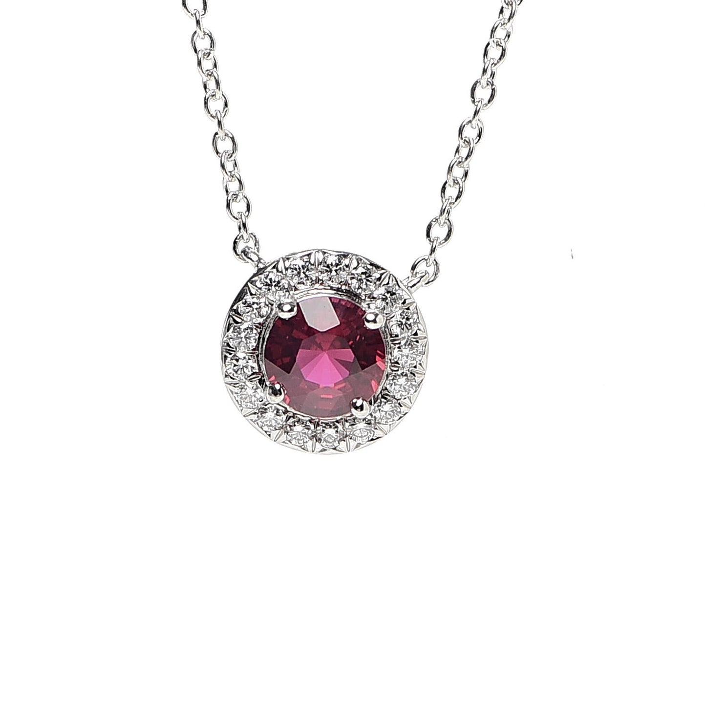 Platinum Diamond Ruby Soleste Pendant Necklace