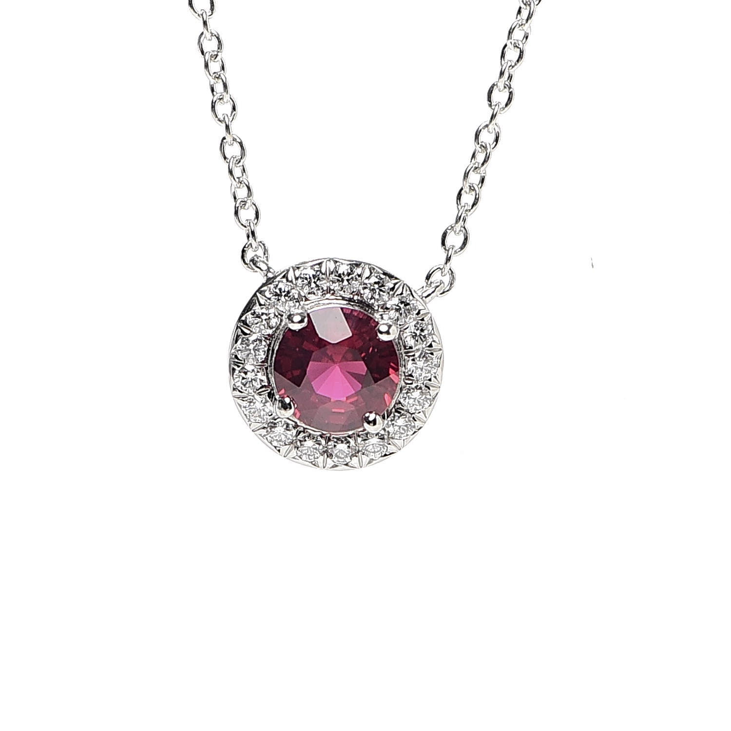 Tiffany Platinum Diamond Ruby Soleste Pendant Necklace 4 of 7