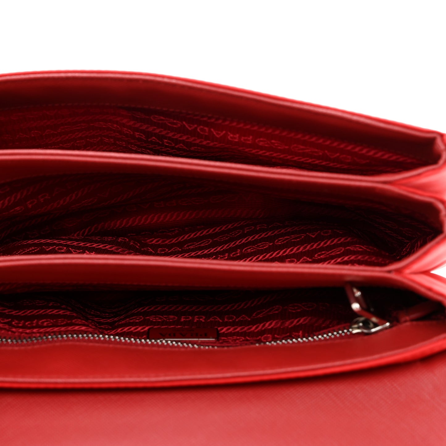 Saffiano Tessuto Nylon Chain Shoulder Bag Rosso