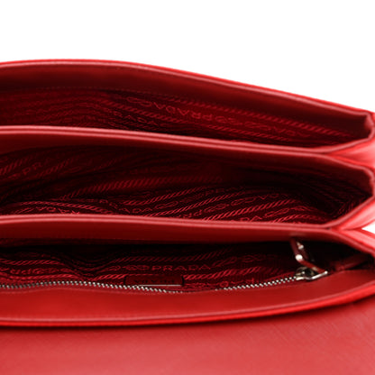 Prada Saffiano Tessuto Nylon Chain Shoulder Bag Rosso 5 of 13