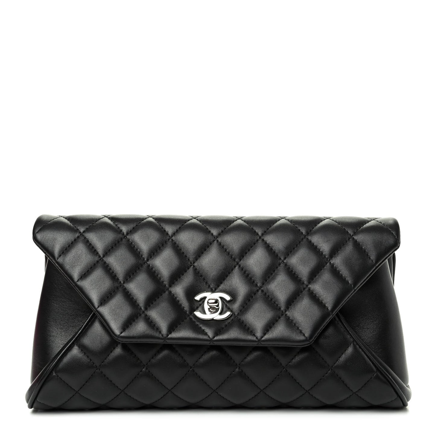 Lambskin Quilted Fold Up Again Clutch Black