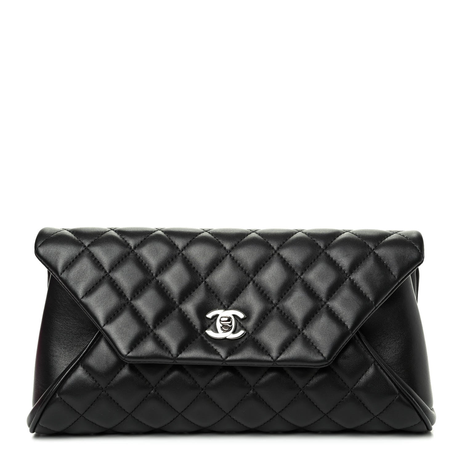 Chanel Lambskin Quilted Fold Up Again Clutch Black 1 of 7