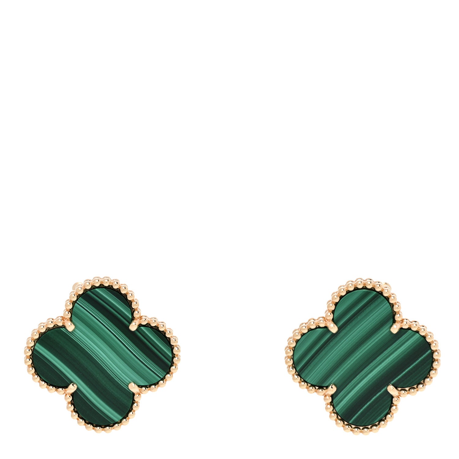 Van Cleef & Arpels 18K Yellow Gold Malachite Magic Alhambra Earrings 1 of 5