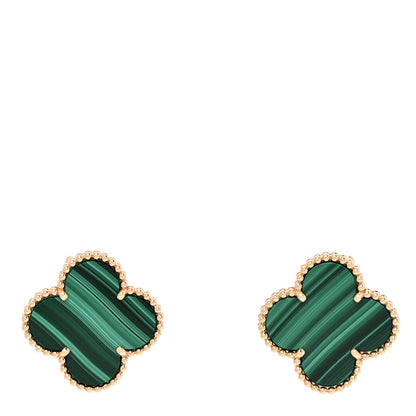 Van Cleef & Arpels 18K Yellow Gold Malachite Magic Alhambra Earrings 1 of 5