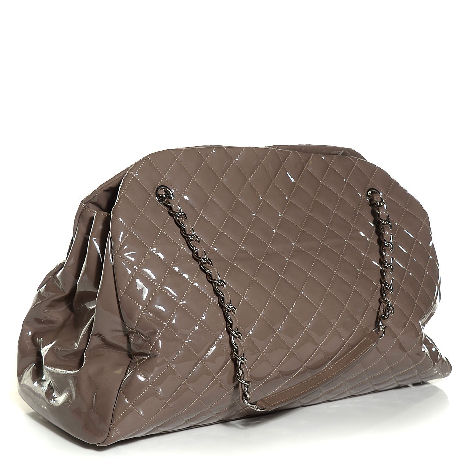 Chanel Patent Quilted Large Just Mademoiselle Bowling Bag Grey 3 of 7