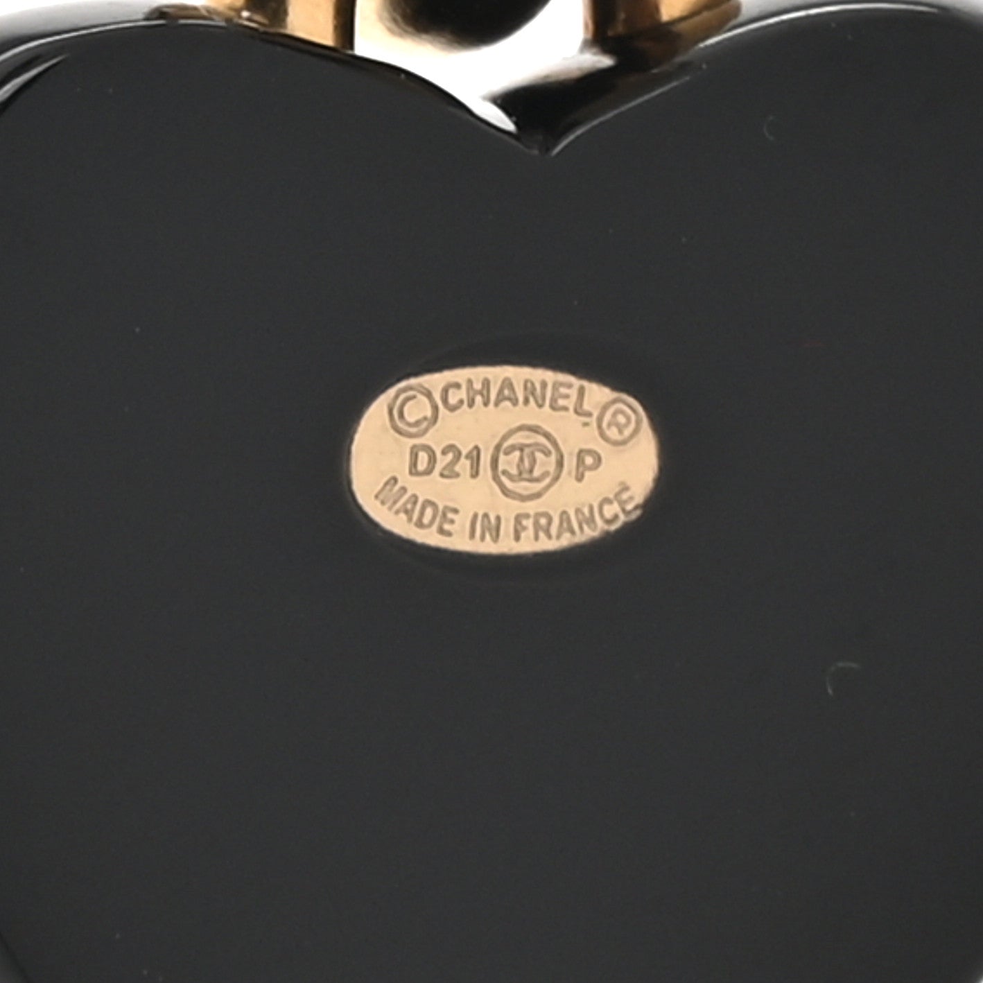 Chanel Resin Crystal CC Heart Drop Earrings Black Gold 4 of 5