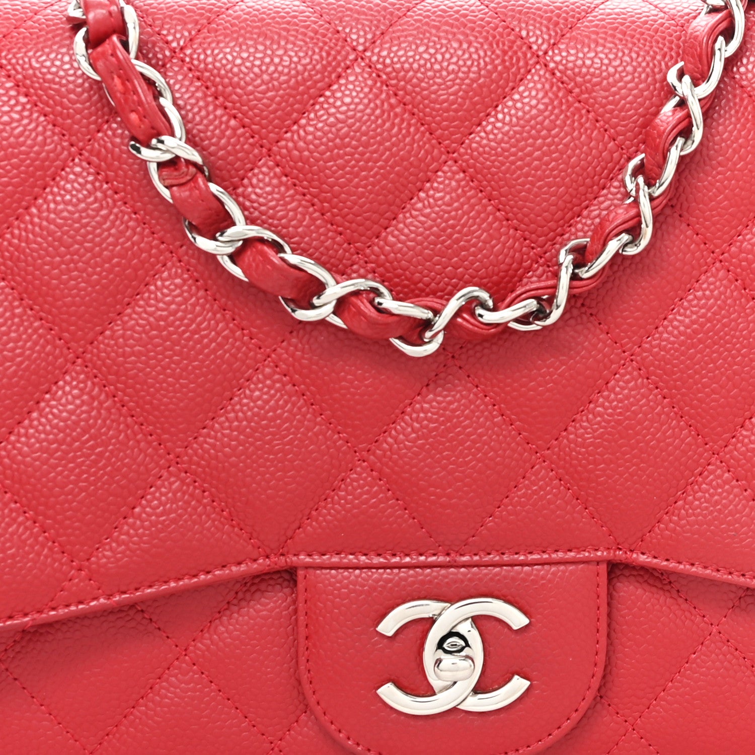 Chanel Caviar Quilted Jumbo Single Flap Red 8 of 11