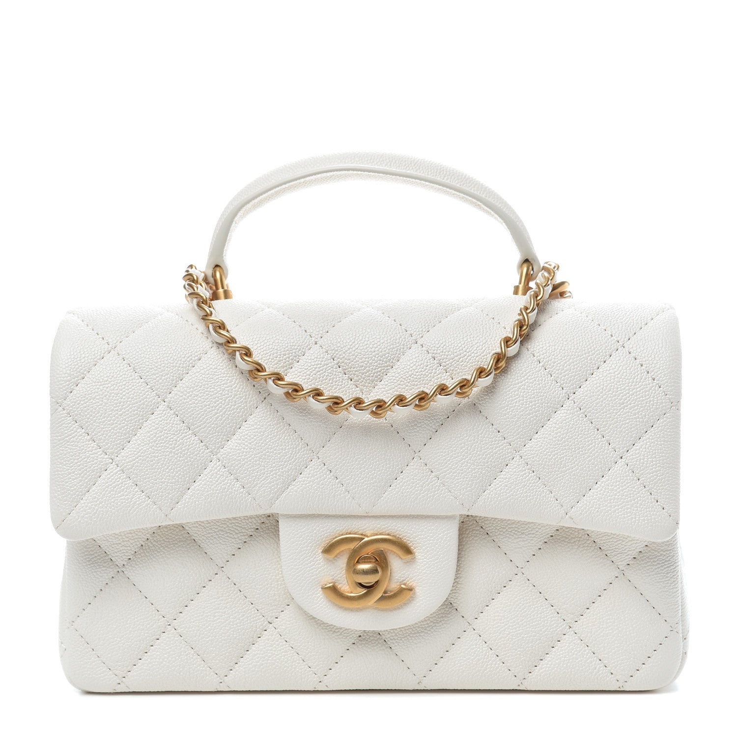 Chanel Caviar Quilted Mini Top Handle Rectangular Flap White 1 of 11