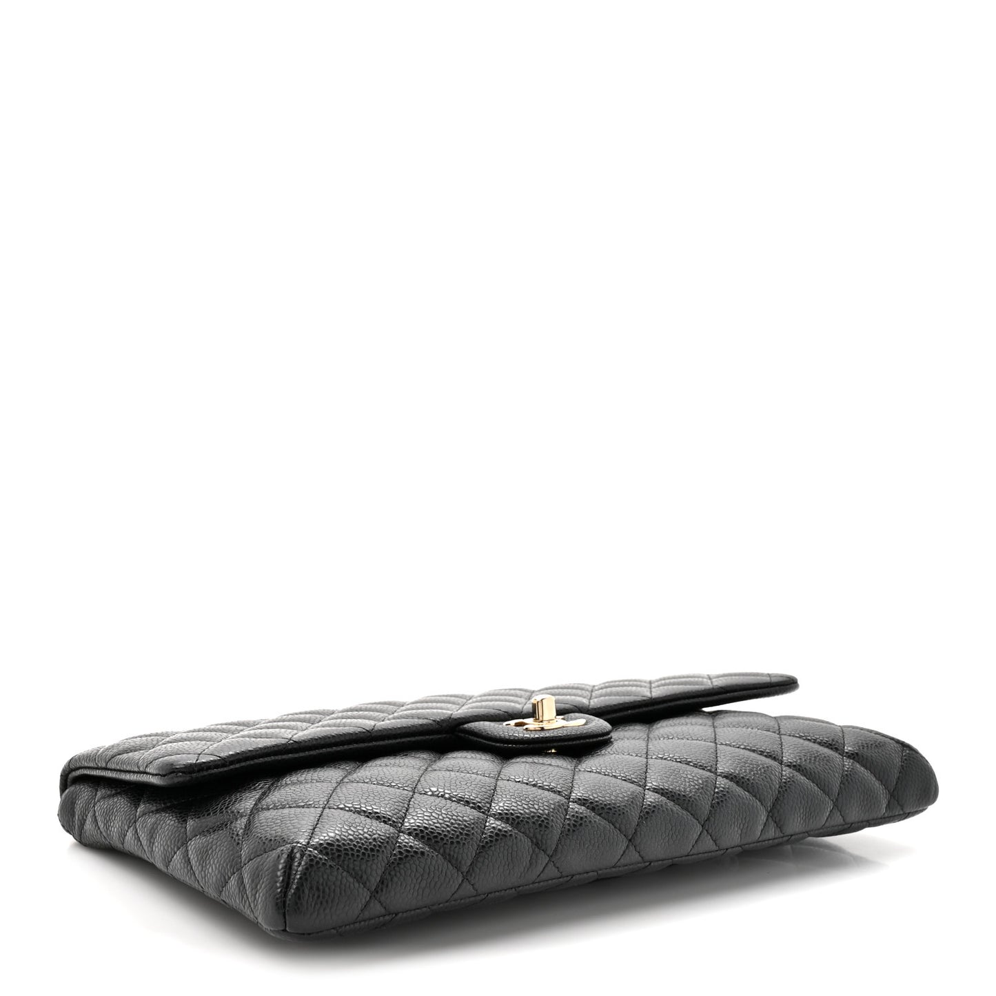 Caviar Quilted Flap Clutch Black
