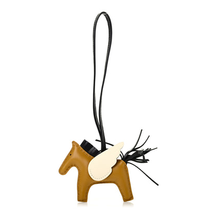 Hermes Milo Lambskin Grigri Rodeo Pegase Horse Bag Charm PM Sesame Black Nata 1 of 4