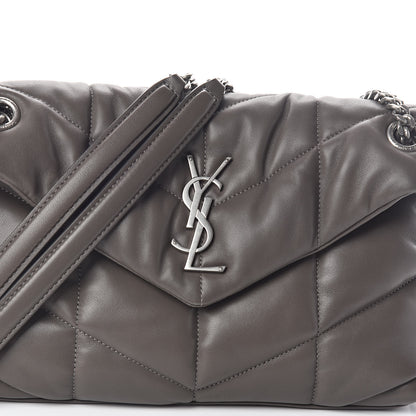 Saint Laurent Lambskin Quilted Small Loulou Puffer Monogram Chain Satchel Concrete 7 of 9
