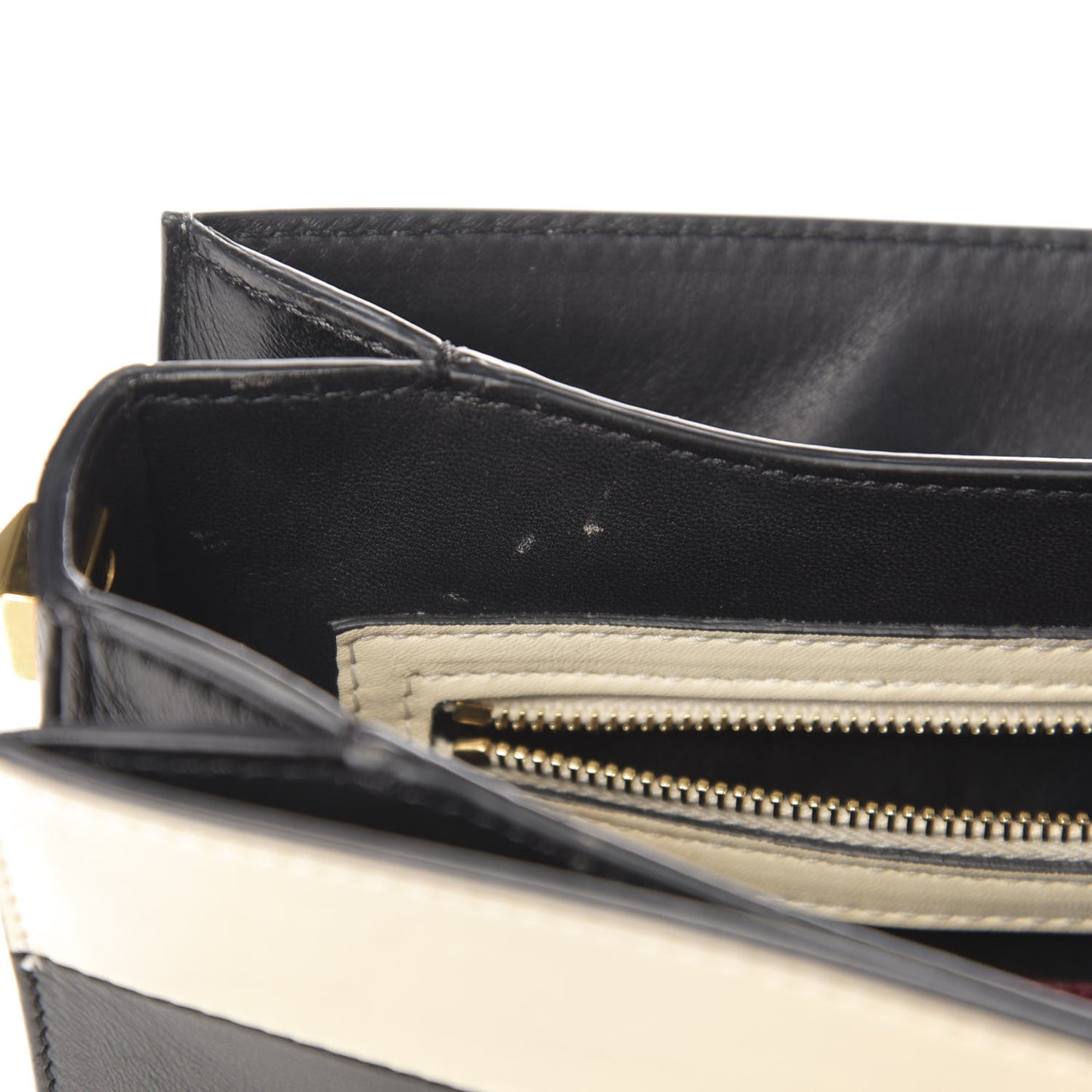 Nappa Striped B-Rockstud Flap Black Light Ivory
