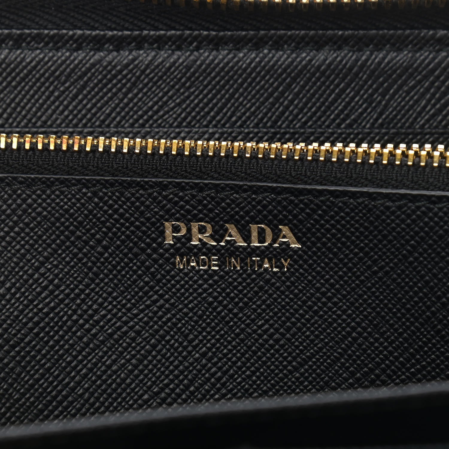 Prada Saffiano Metal Large Zip Around Travel Wallet Black 6 of 7