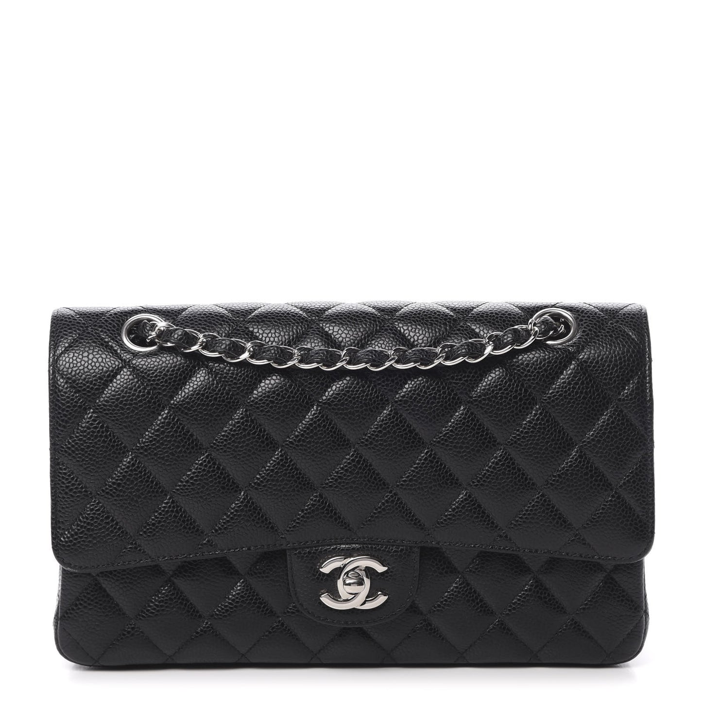Caviar Quilted Medium Double Flap Black