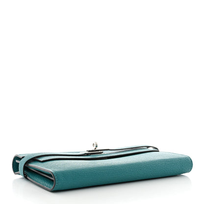 Hermes Chevre Mysore Kelly Longue Wallet Bleu Paon 4 of 11