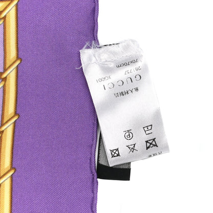 Gucci Silk Twill Cerissa Square Scarf Purple Yellow 4 of 4