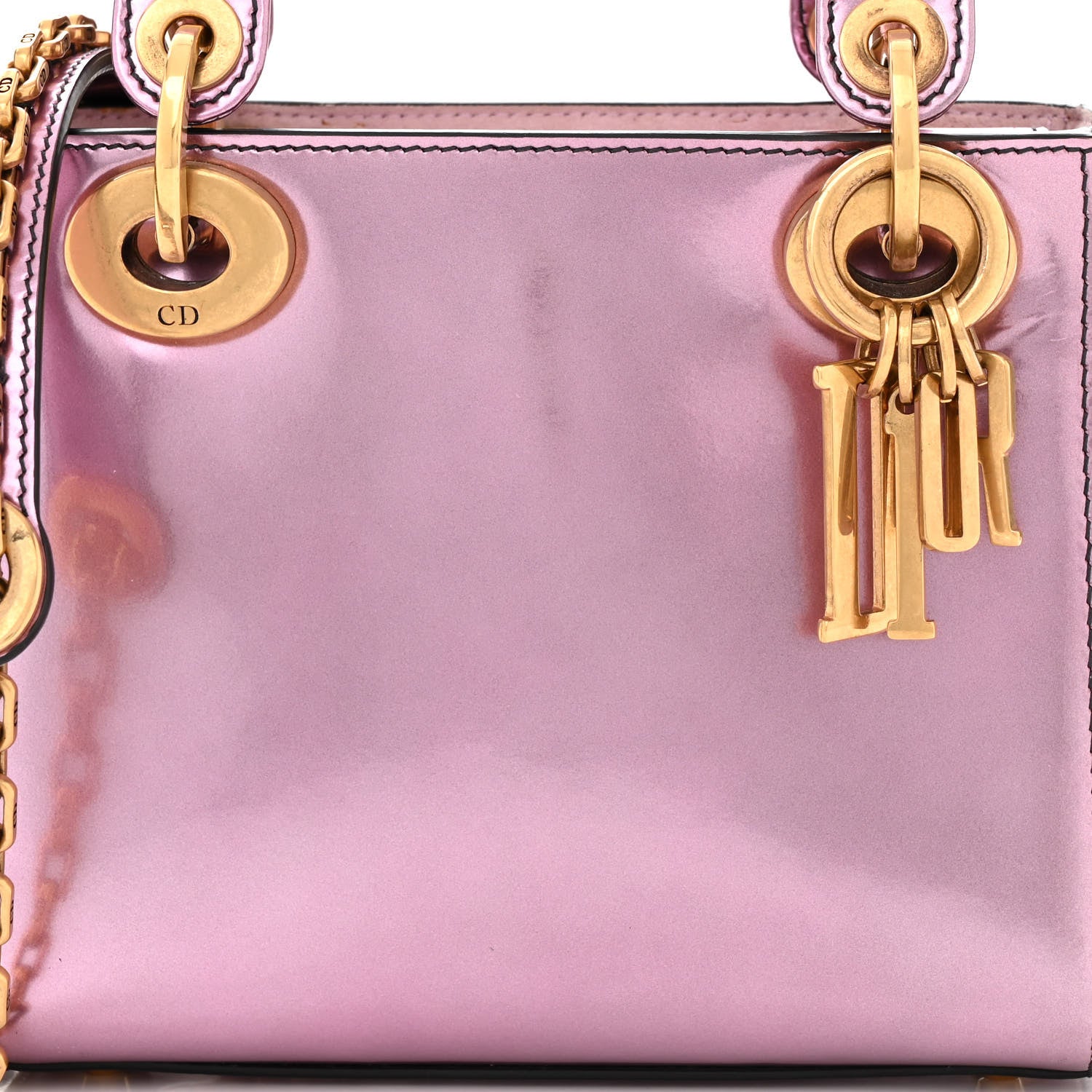 Christian Dior Metallic Glazed Calfskin Mini Lady Dior Pink 8 of 11