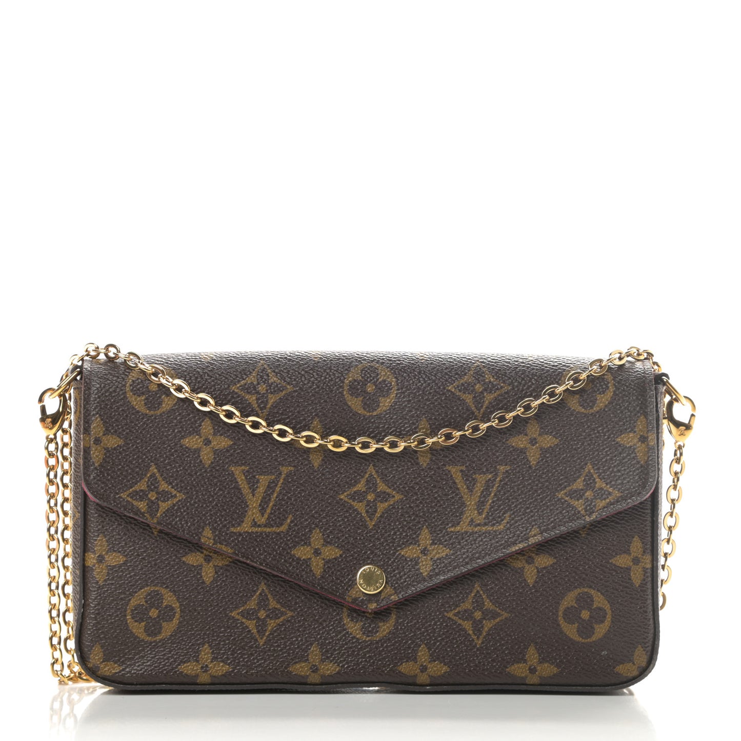 Monogram Pochette Felicie Chain Wallet Fuchsia