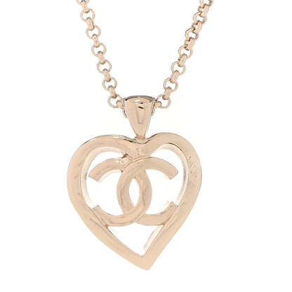 Chanel CC Heart Chain Pendant Necklace Gold 4 of 7