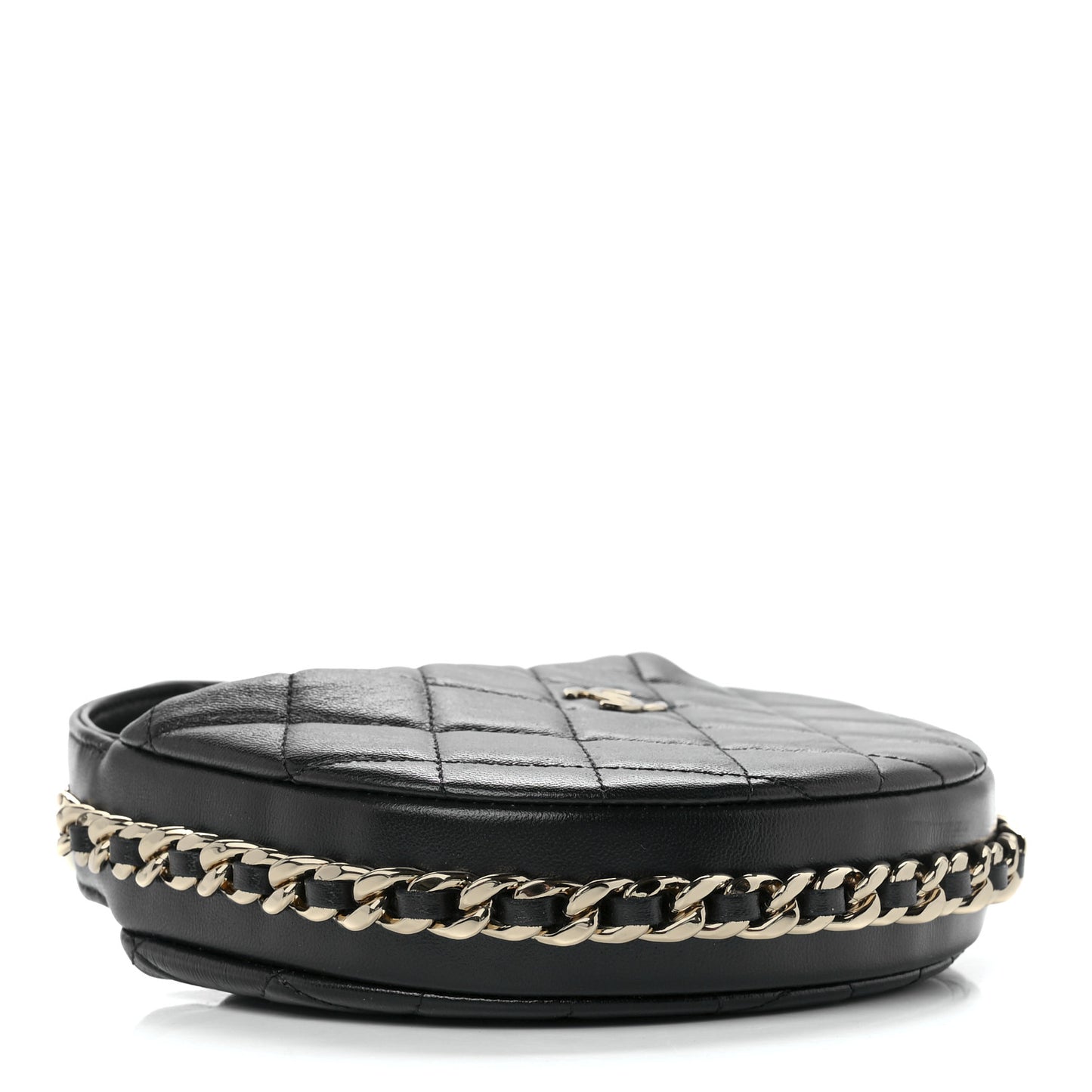Lambskin Quilted Chain Around Pouch Black