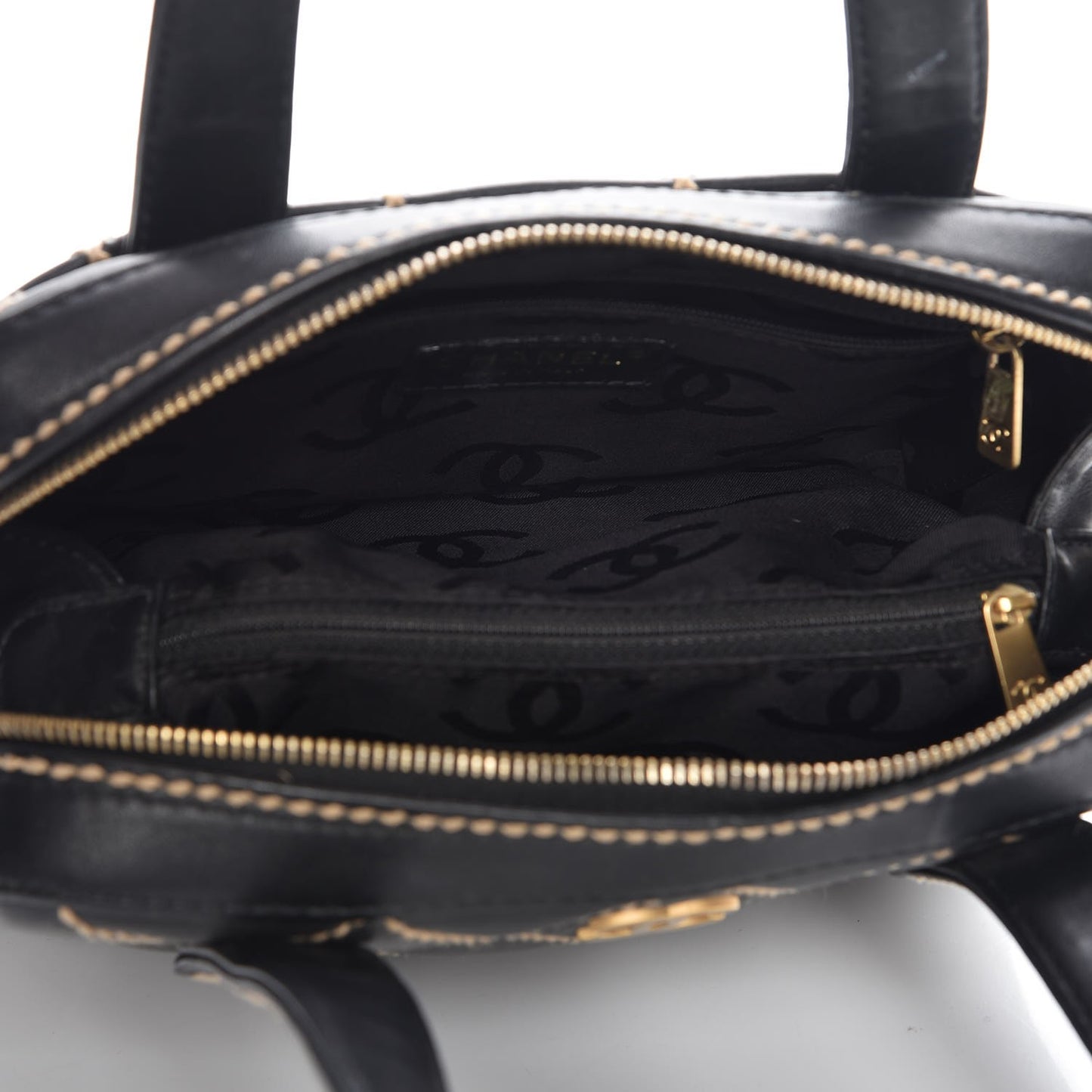 Calfskin Contrast Stitch Surpique Bowler Black