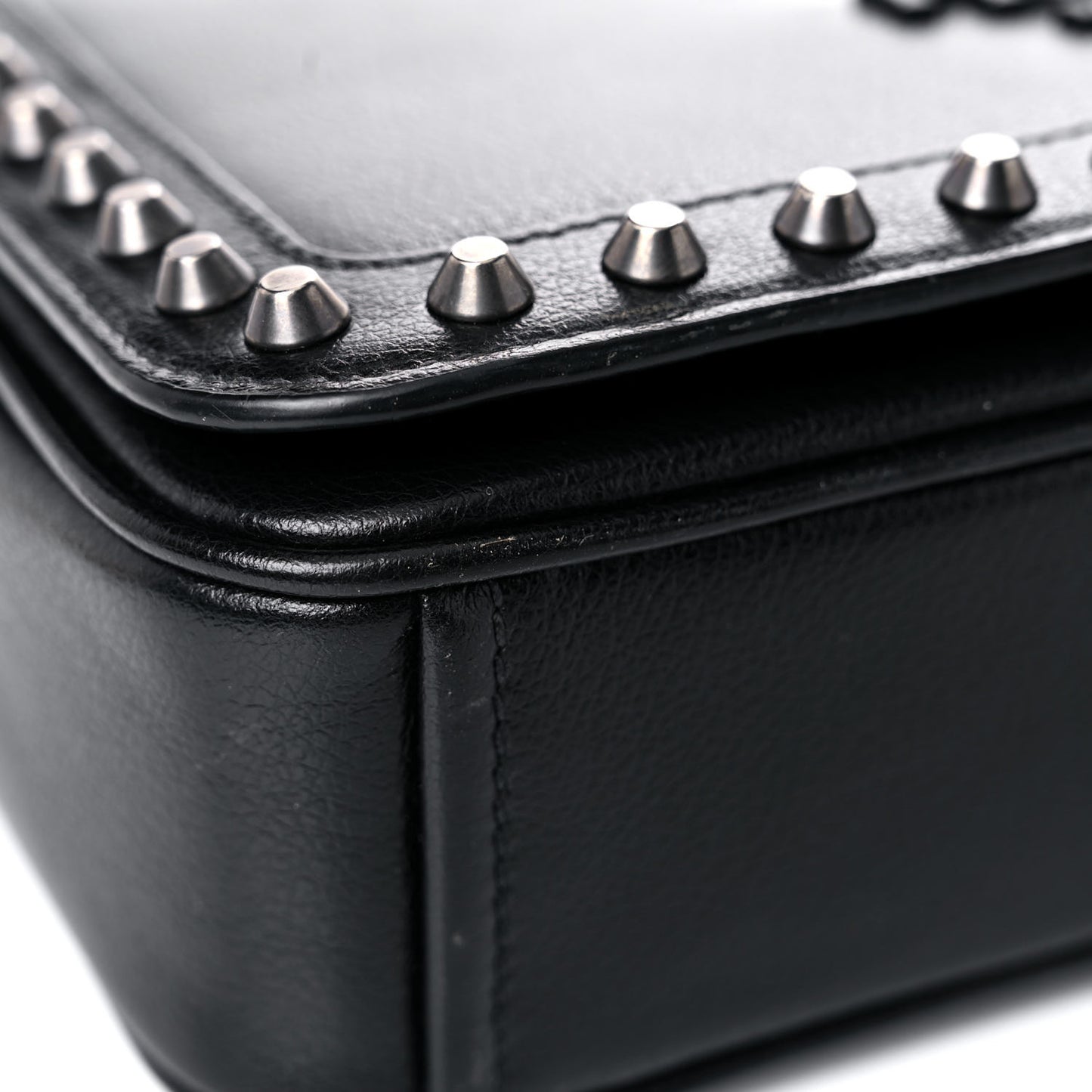 Glace Calfskin Studded Crossbody Black