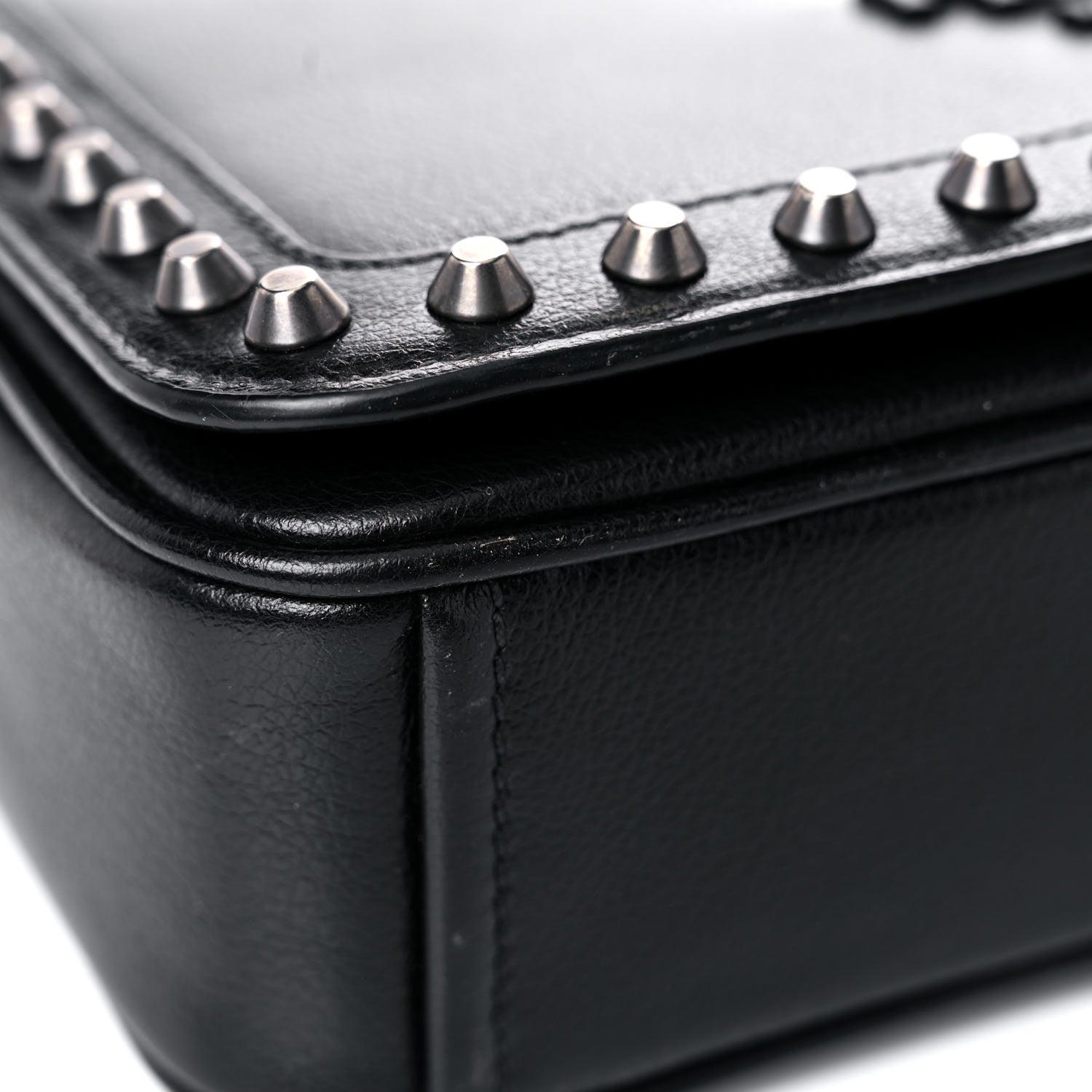 Prada Glace Calfskin Studded Crossbody Black 14 of 18