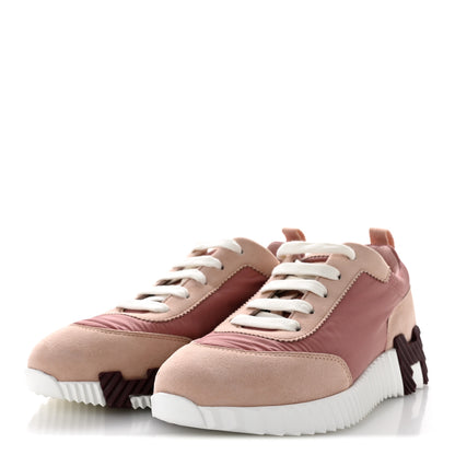 Hermes Parachute Fabric Suede Goatskin Bouncing Sneakers 35 Rose Rose Opaline 4 of 9