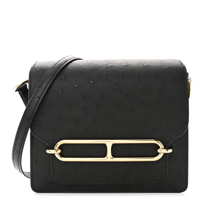 Hermes Ostrich Mini Sac Roulis Black 1 of 10