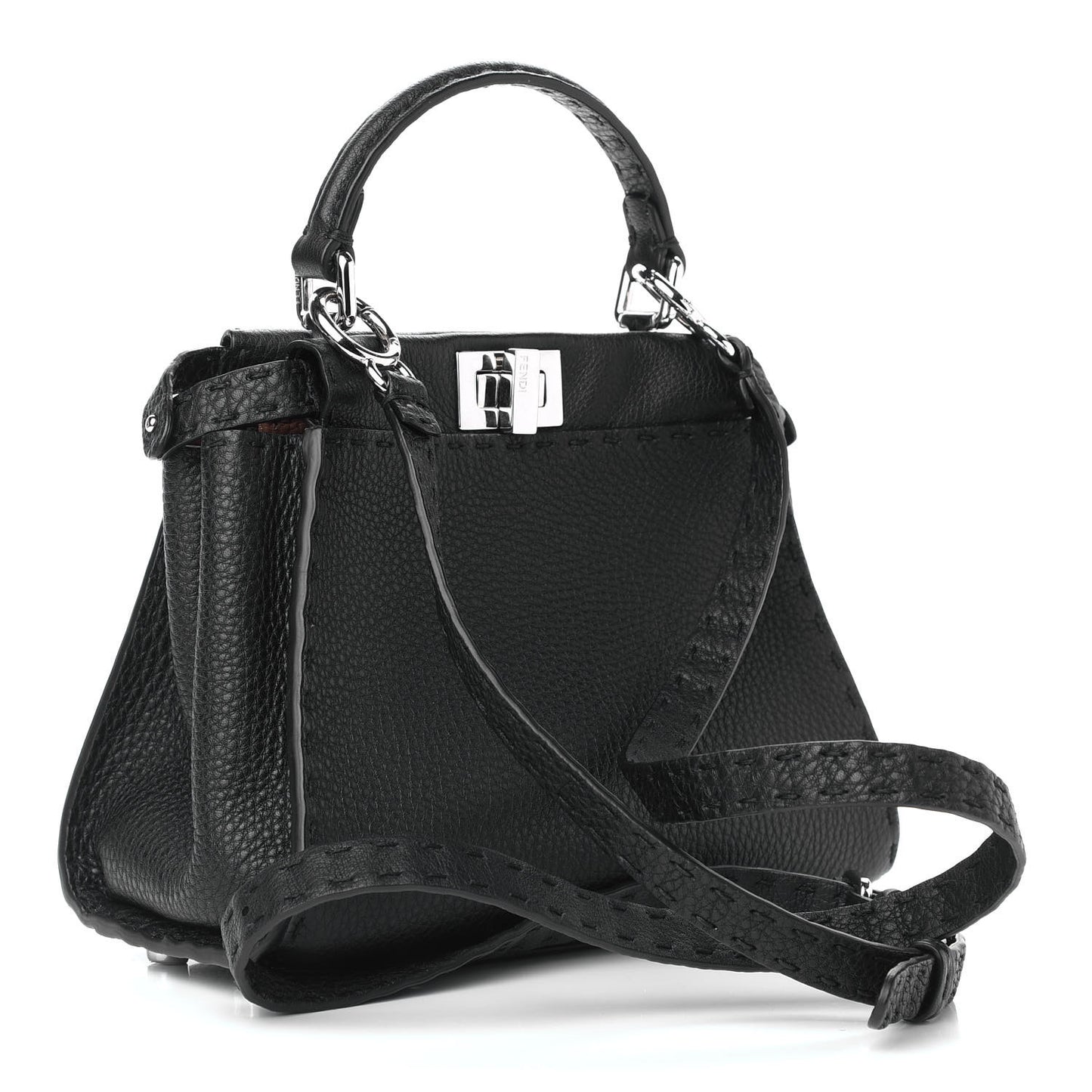 Cuoio Romano Selleria Bi-Color Mini Peekaboo Iconic Satchel Black Mou