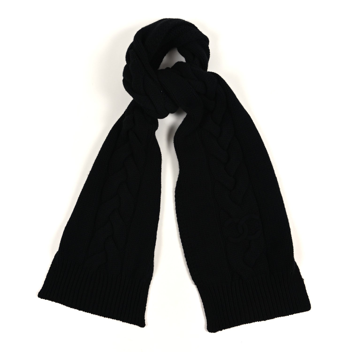 Chanel Cashmere Knitted Scarf Black 1 of 3