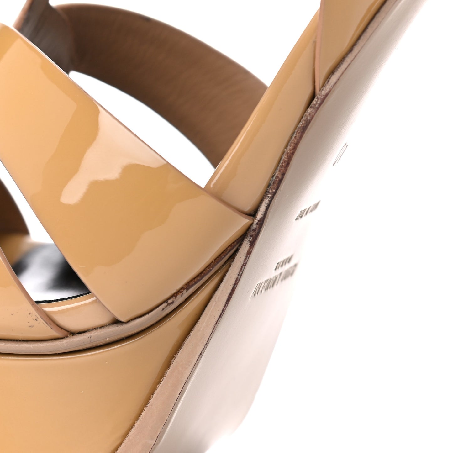 Patent Tribute 105 Platform Sandals 40 Nude Powder