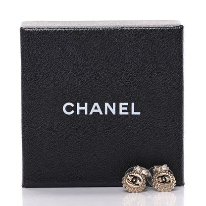 Chanel CC Bow Earrings Black Gold 5 of 5