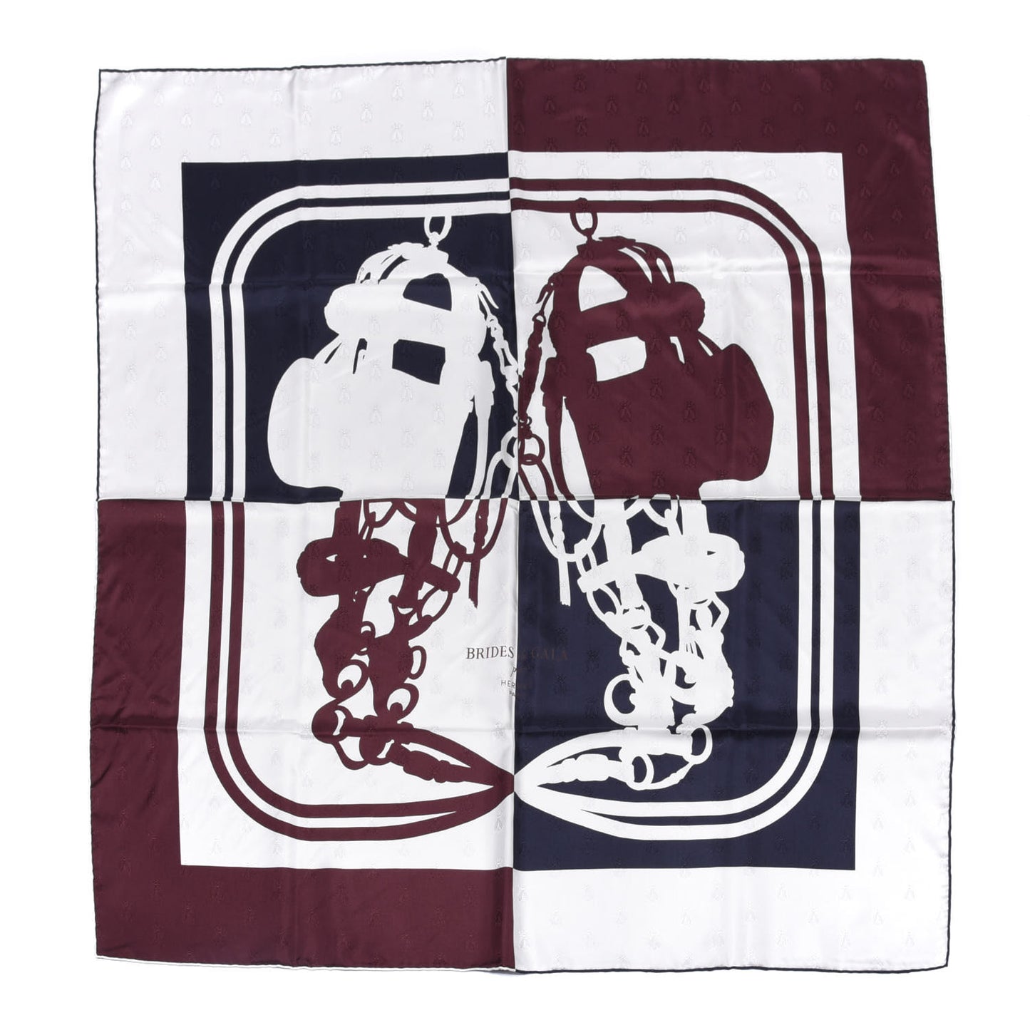 Silk Brides De Gala Quadri Tattoo Scarf 90 Marine White Bourgogne