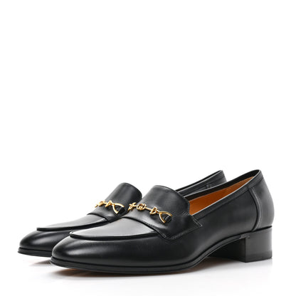 Gucci Jakarta Calfskin Womens Interlocking G Horsebit Loafers 37.5 Black 3 of 9