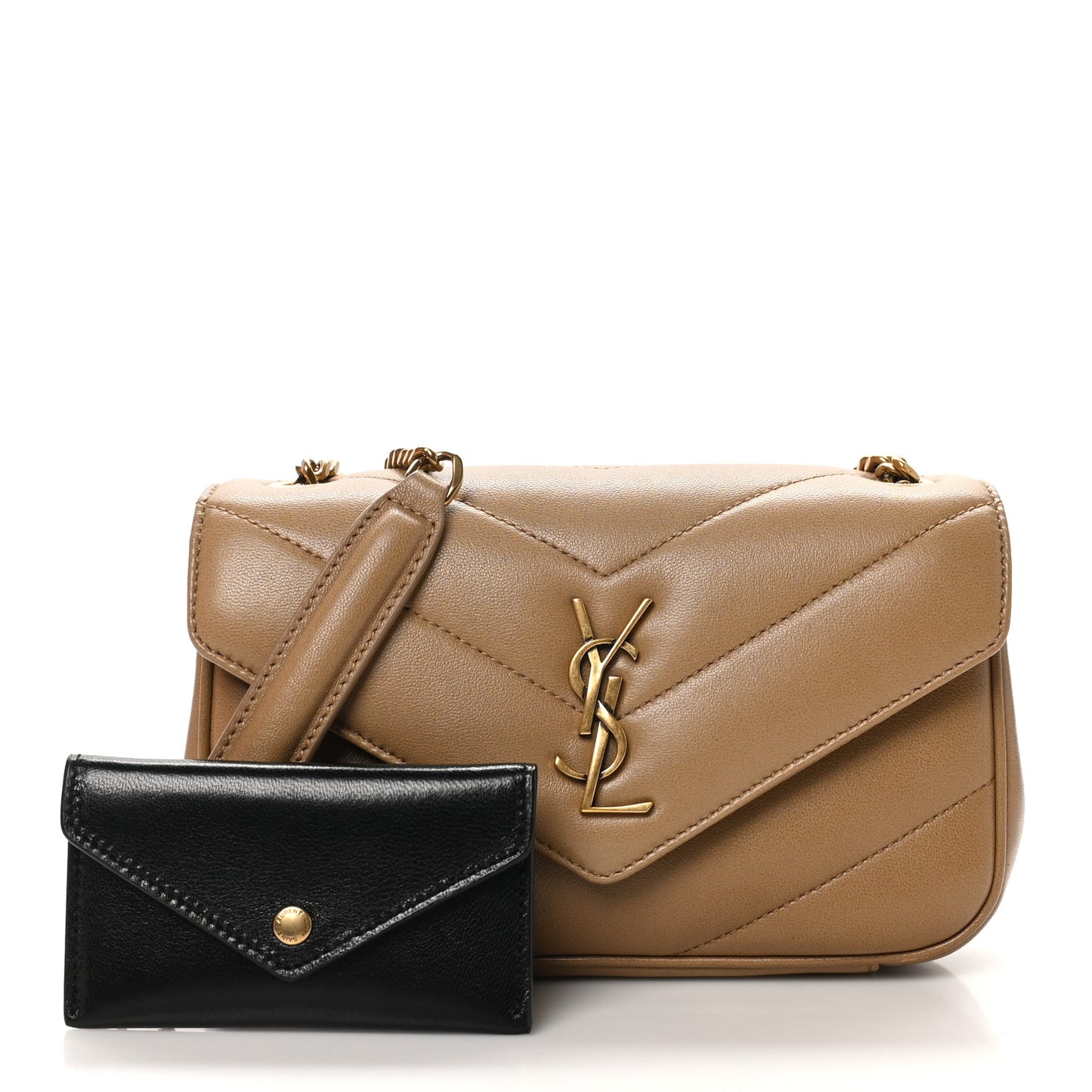 Lambskin Chevron Quilted Mini Loulou Havana Brown